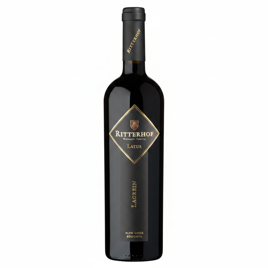 Ritterhof Latus Lagrein DOC fles op witte achtergrond